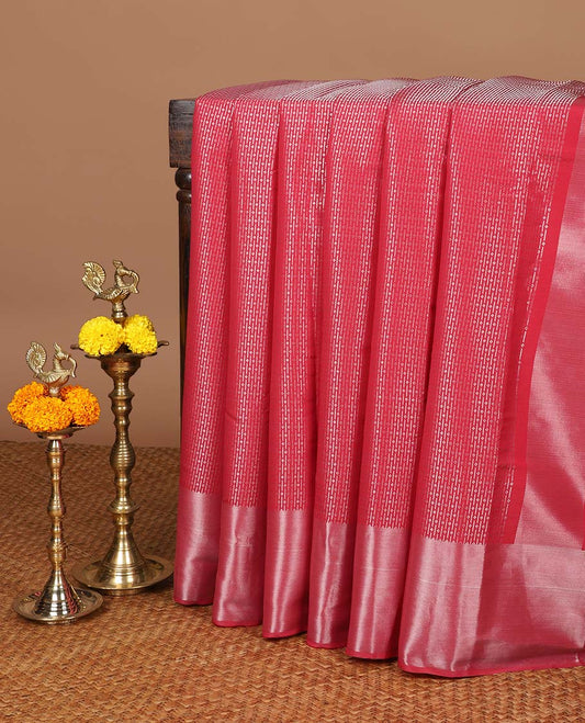 Pink zari weaving design soft silk saree with zari bawanchi border & weaving rich pallu along with brocade design blouse