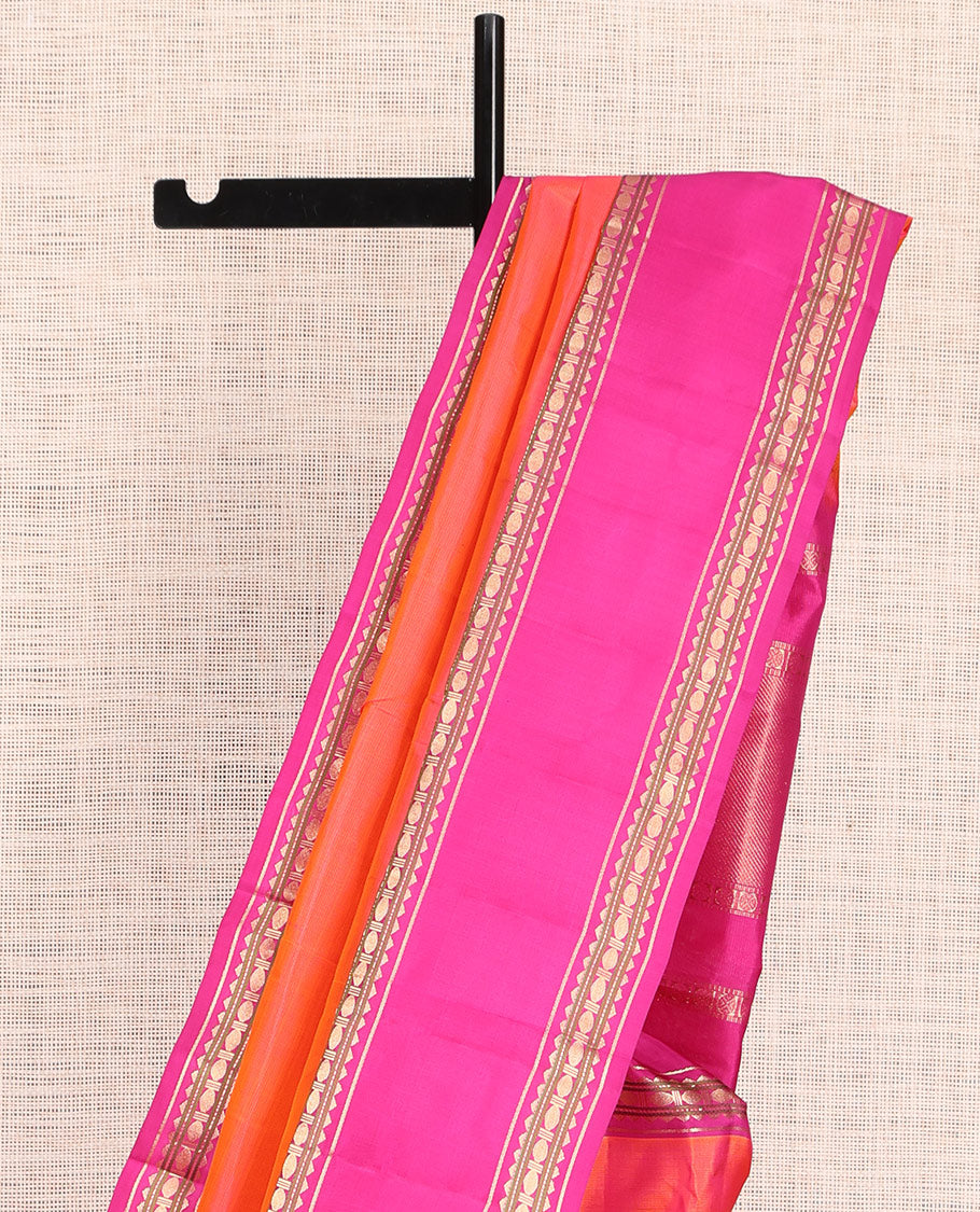 Orange Plain Kanchipuram Silk Saree