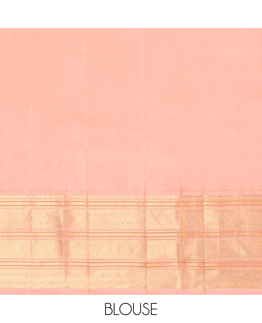 Blue checked with buttas silk saree , intricate zari design pallu & korvai border of rekku, poo chakram design