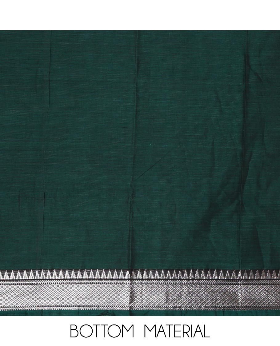 Green material chudidar set,traditional zari border mercerized cotton top, matching mercerized cotton bottom, & traditional border dupatta