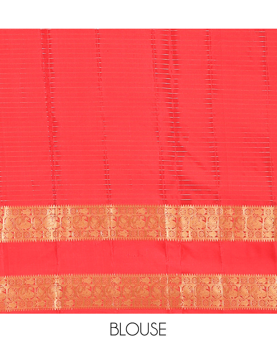 Red Butta Enclosed Checks Vasundhara Lite Silk Mix Saree, a Rettai Pettu Border, Matching Blouse