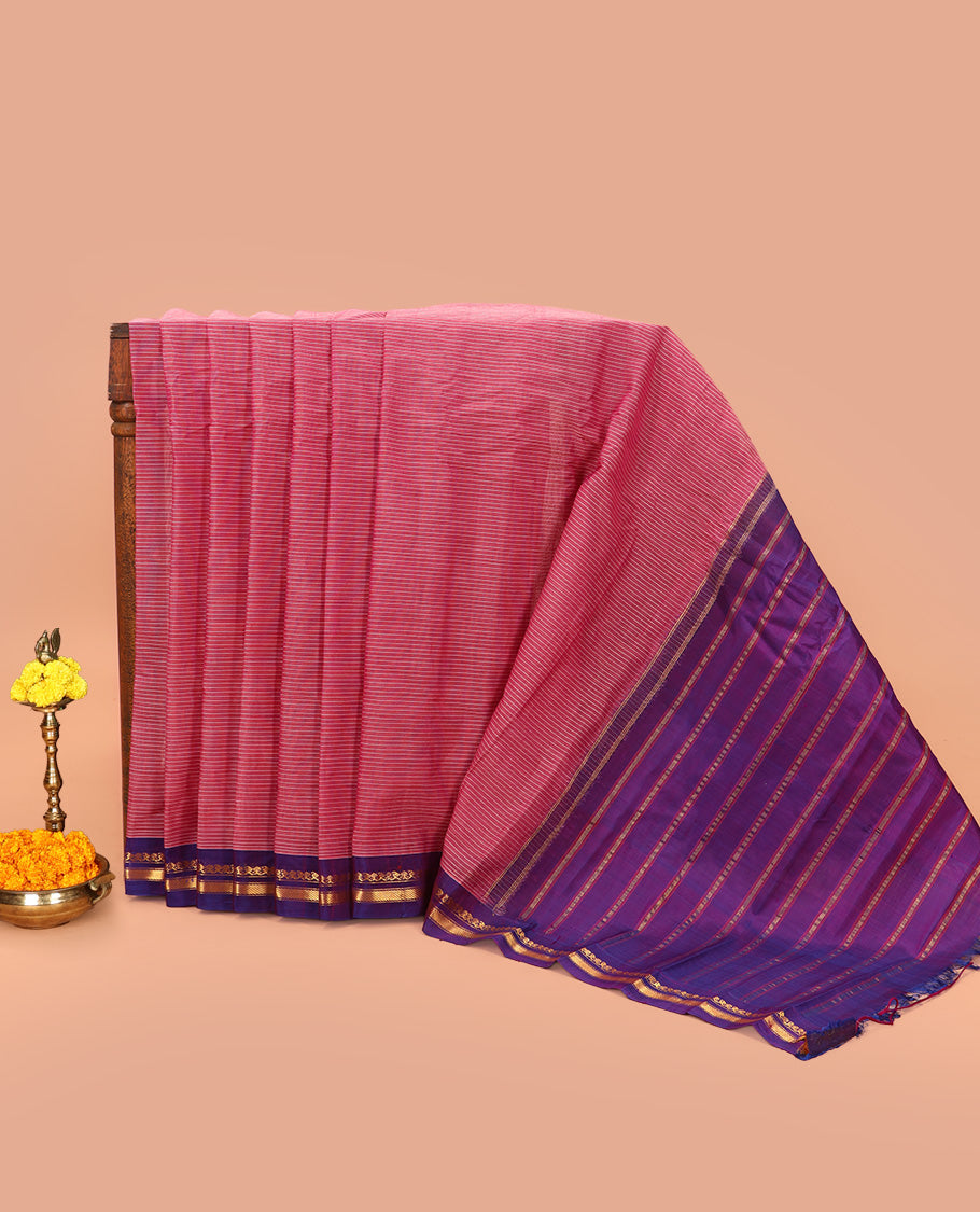 Red Striped Gadwal Cotton Saree