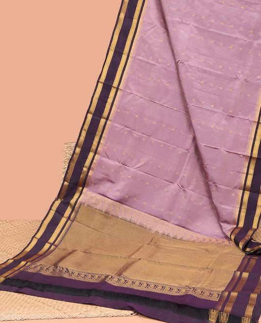 mauve geometric buttas vasundhara elite silk saree with contrast rettai pettu zari design border & intricate zari design pallu