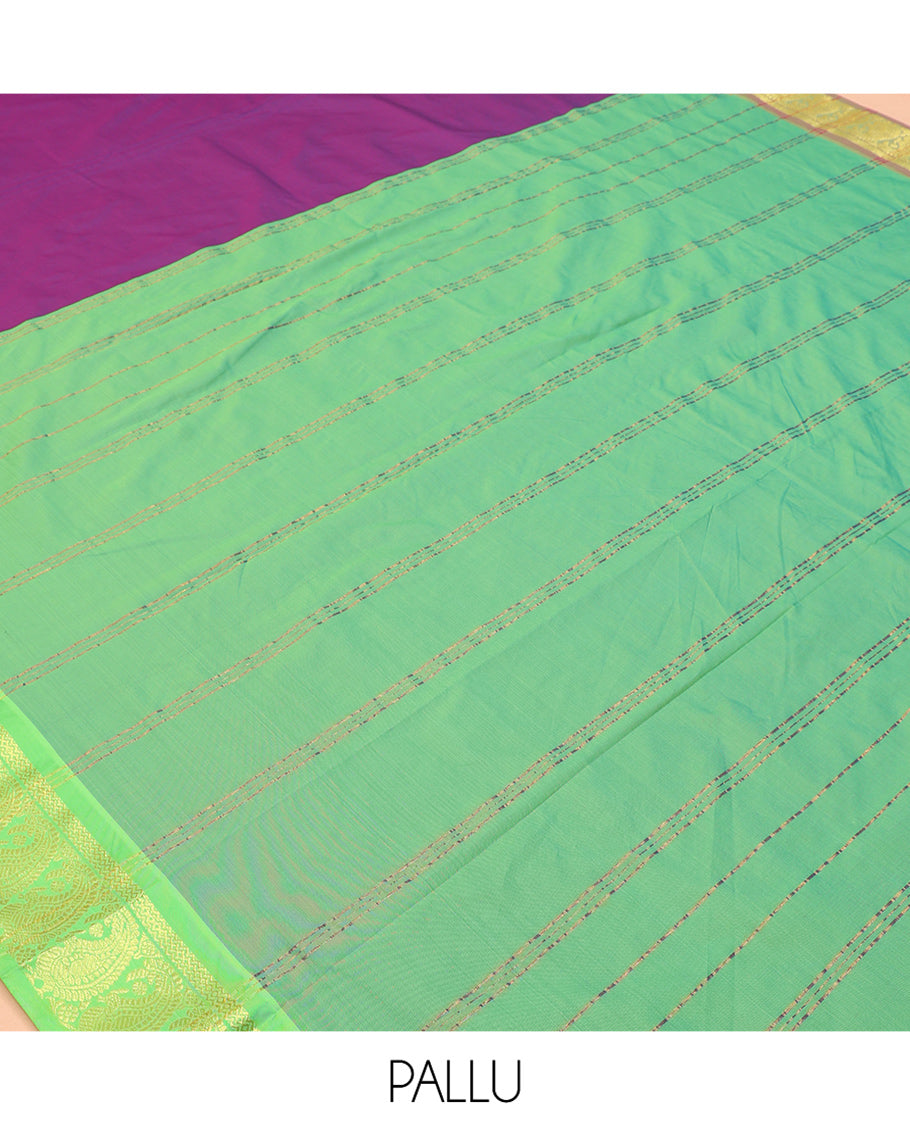 Purple Plain Ten-Yard Art Silk Saree