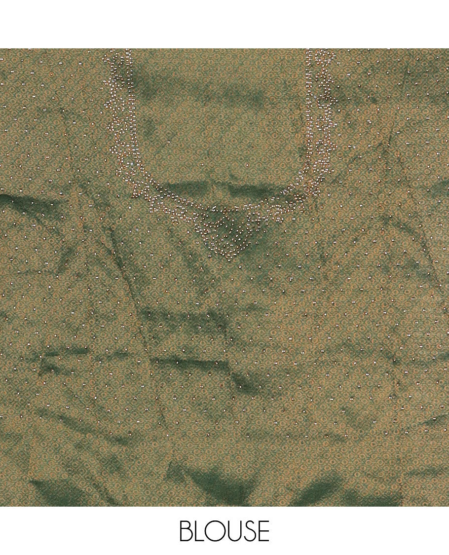 Wine colour banaras softy half-saree, brocade skirt, contrast traditional border, brocade blouse & stonework scallop georgette dhavani