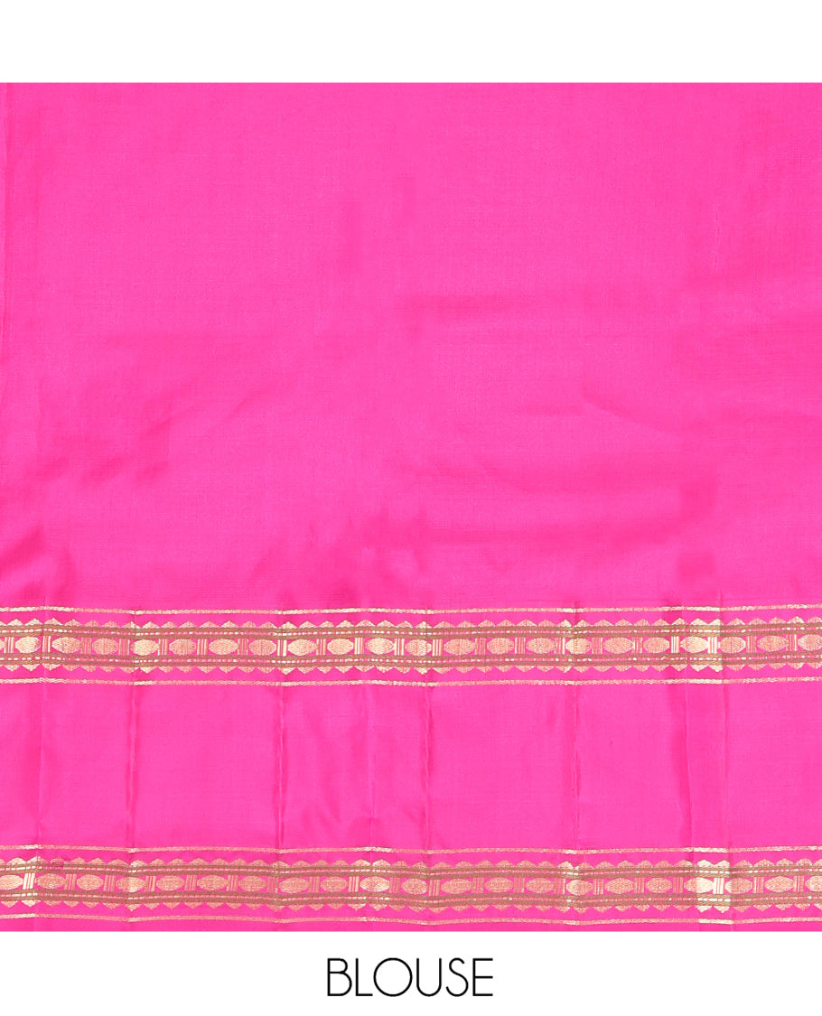 Orange Plain Kanchipuram Silk Saree