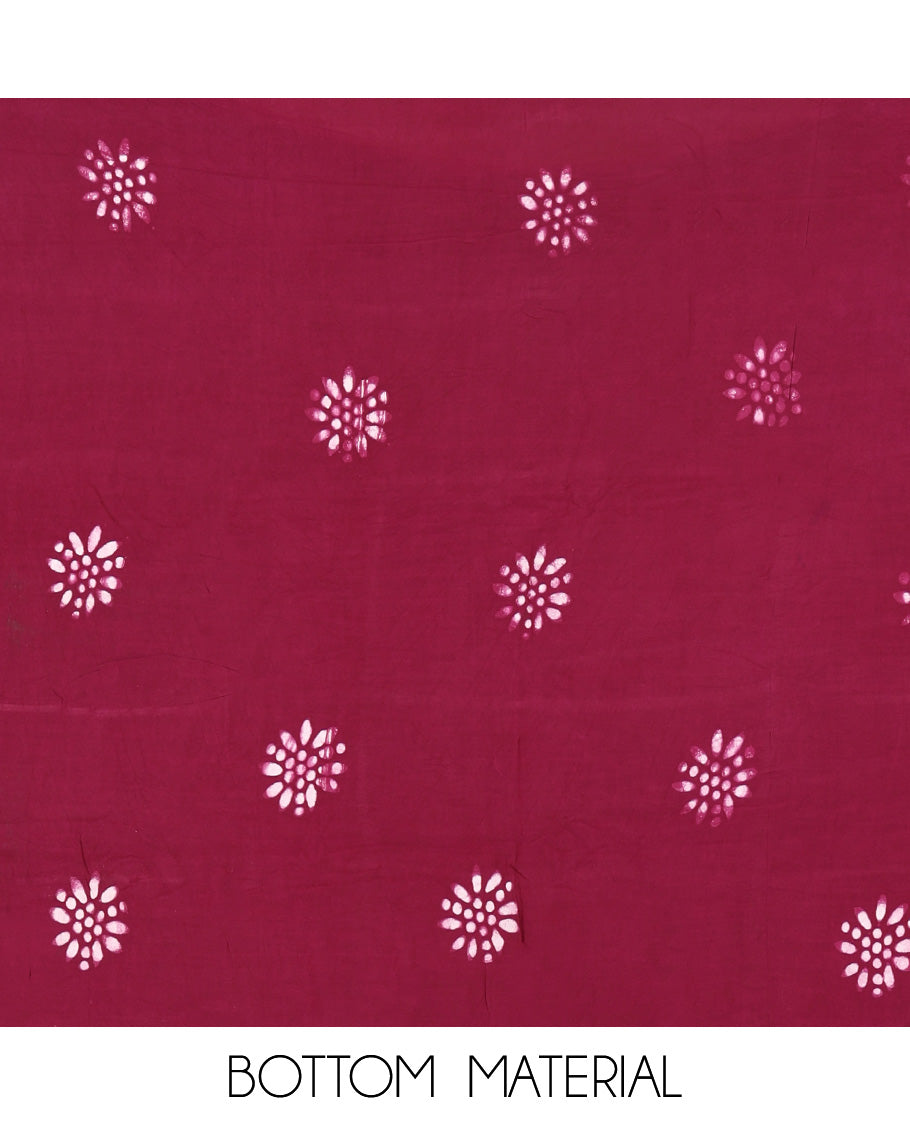 Black and Purple Material Chudidhar Set, Adorned with Batik-Style Printed Viscose Georgette Top, Rayon Batik Printed Bottom, and Viscose Georgette Dupatta of Batik Print