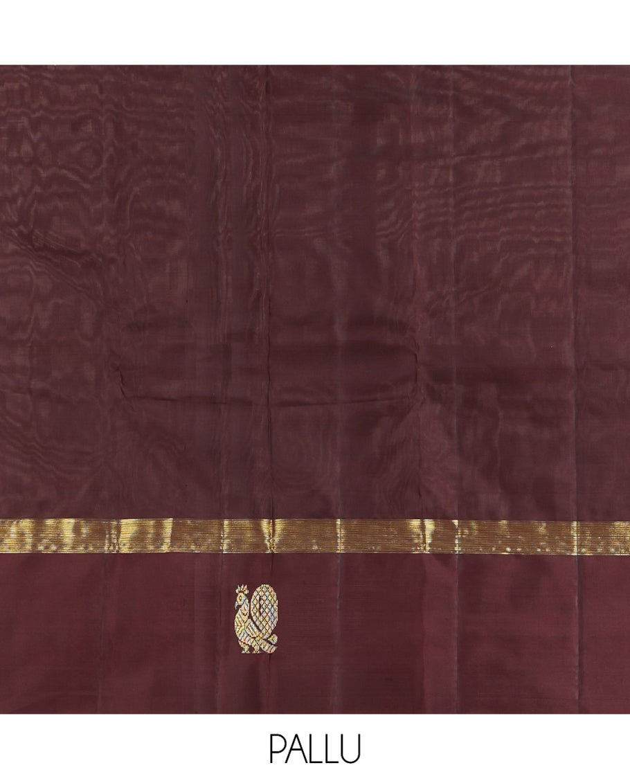 Orange Zari Buttas Kanchipuram Silk Saree