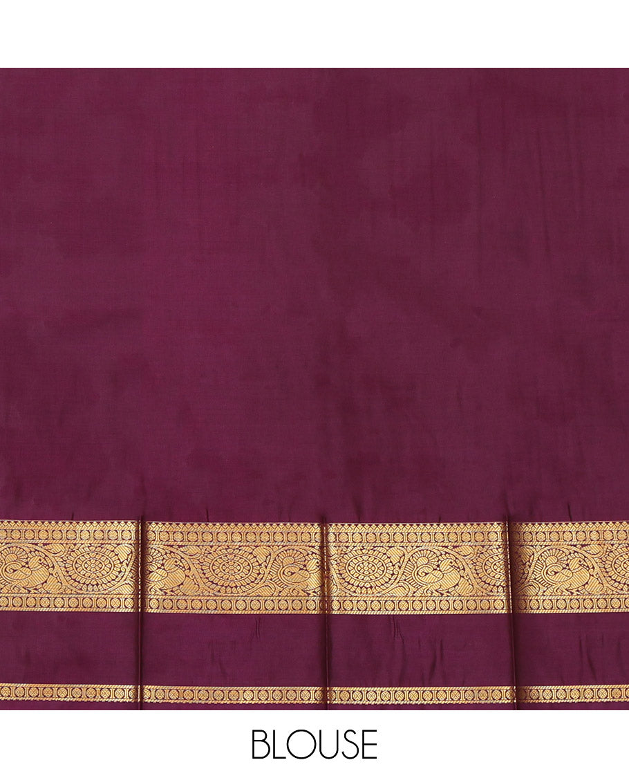 Green Budget Silk Saree, Crafted with Zari Buttas, a Contrast Traditional Zari Rettai Pettu Border, a Jaal Pallu and a Contrast Blouse