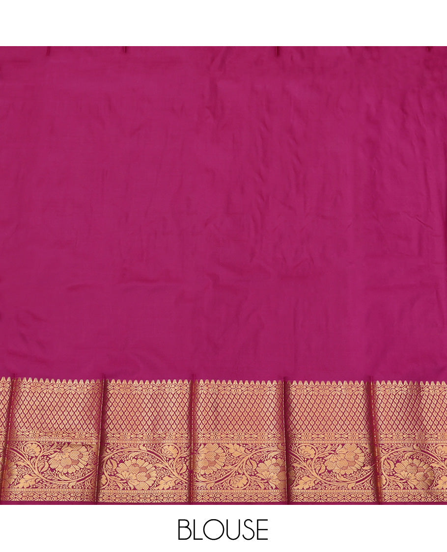 Yellow Budget Silk Saree, Decorated with Jacquard Design, Complemented by Contrast Traditional Zari Border, a Grand Pallu and a Contrast Blouse