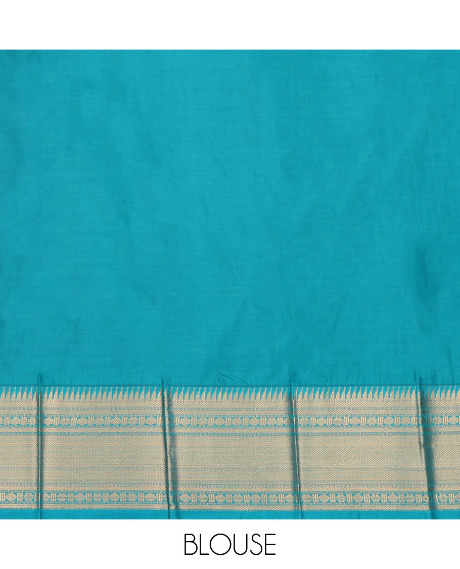 Brown Budget Silk Saree, Ornamented with Zari Buttas, a Contrast Traditional Zari Border, Grand Pallu, and a Contrast Blouse