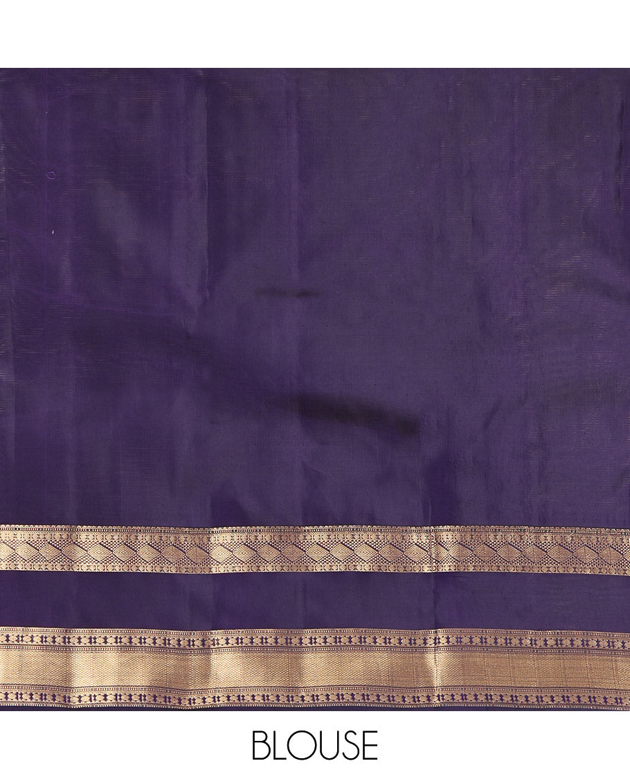 Green Vasundhara Lite Silk Mix Saree, Beautified with Zari Buttas, Contrast Rettai Pettu Traditional Border, Grand Jaal Pallu, and a Contrast Blouse