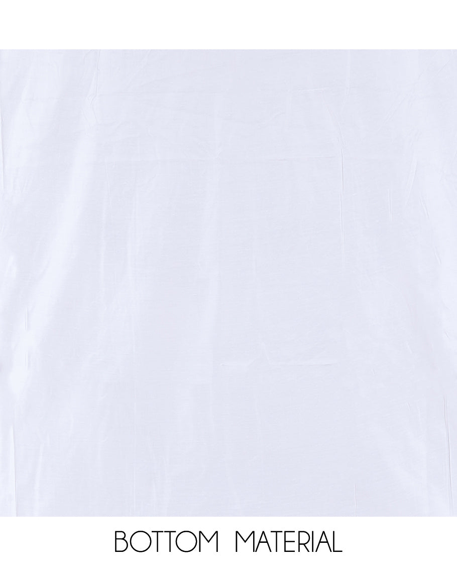 White-Blue Mul Chanderi Material Churidar Features Floral Embroidered Top, a Matching Bottom, and an Embroidered Scallop Dupatta