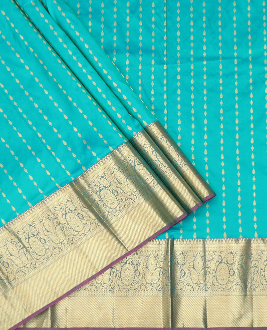 Blue Pure Silk Half Saree