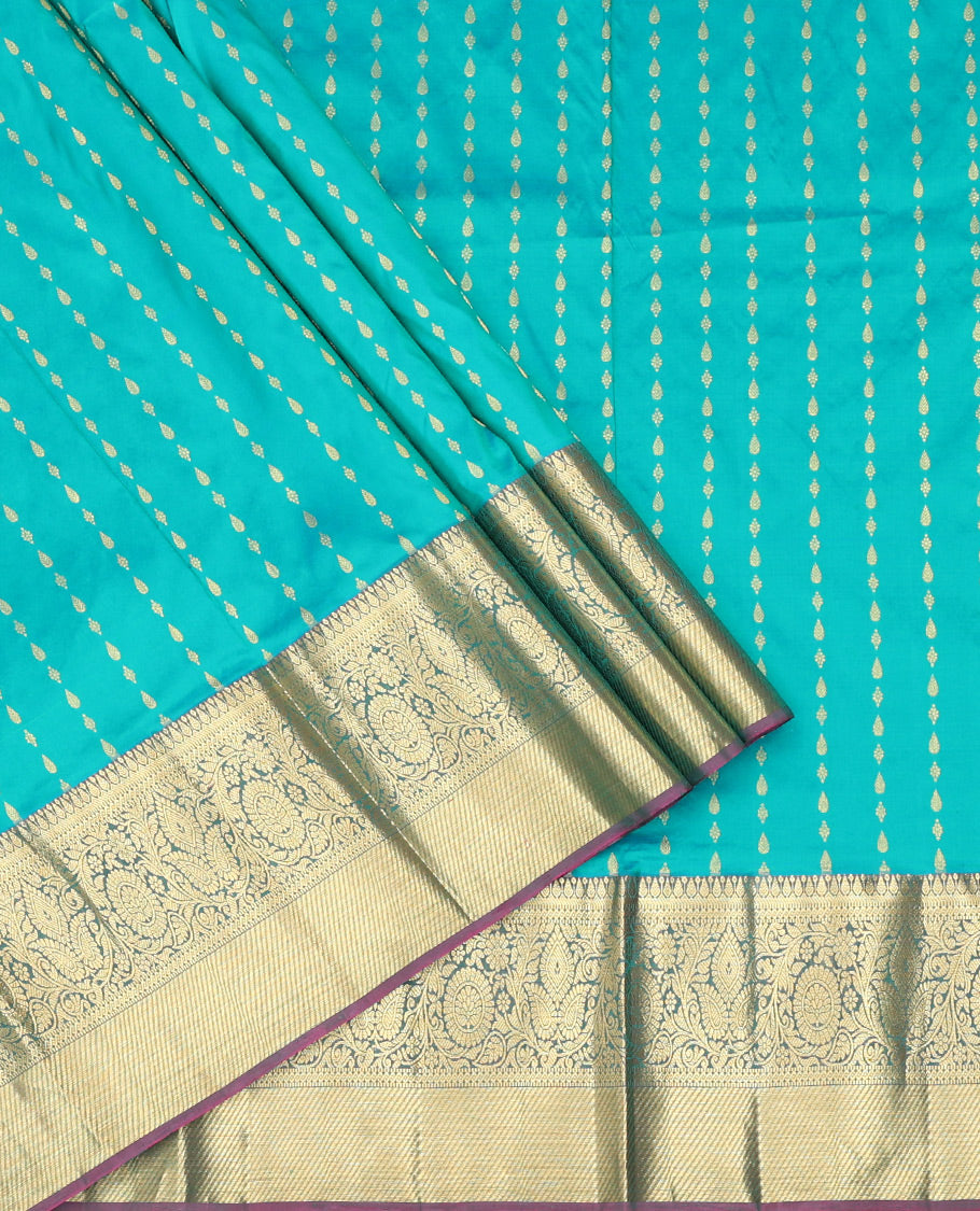 Blue Pure Silk Half Saree