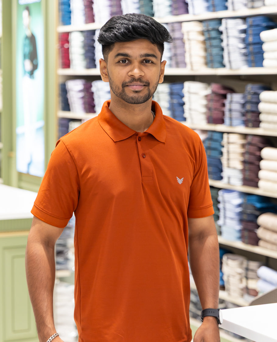 Maroon Plain Cotton-Blended Polo T-Shirt Comes with Half Sleeves, a Slim Fit, Cuban Collar, and Regular Length