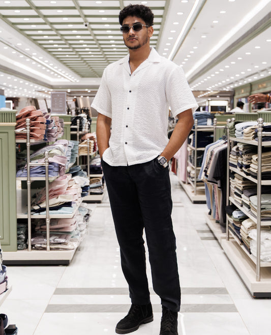 White Poly-Blended Casual Shirt
