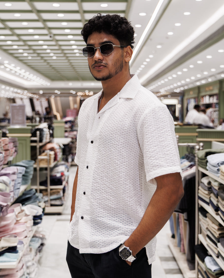 White Poly-Blended Casual Shirt