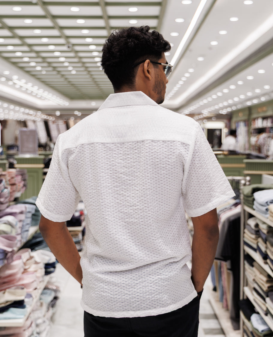 White Poly-Blended Casual Shirt