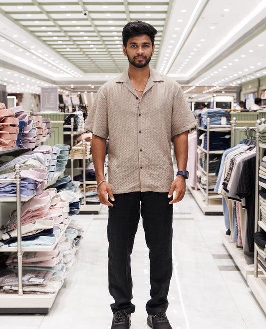 Brown Poly-Blended Casual Shirt