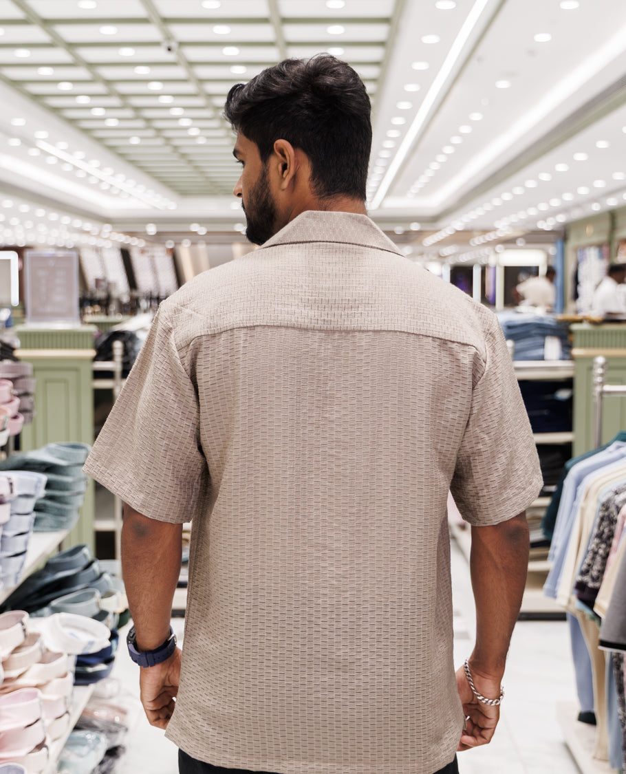 Brown Poly-Blended Casual Shirt