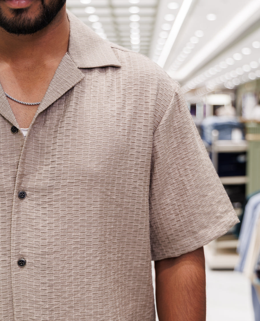 Brown Poly-Blended Casual Shirt