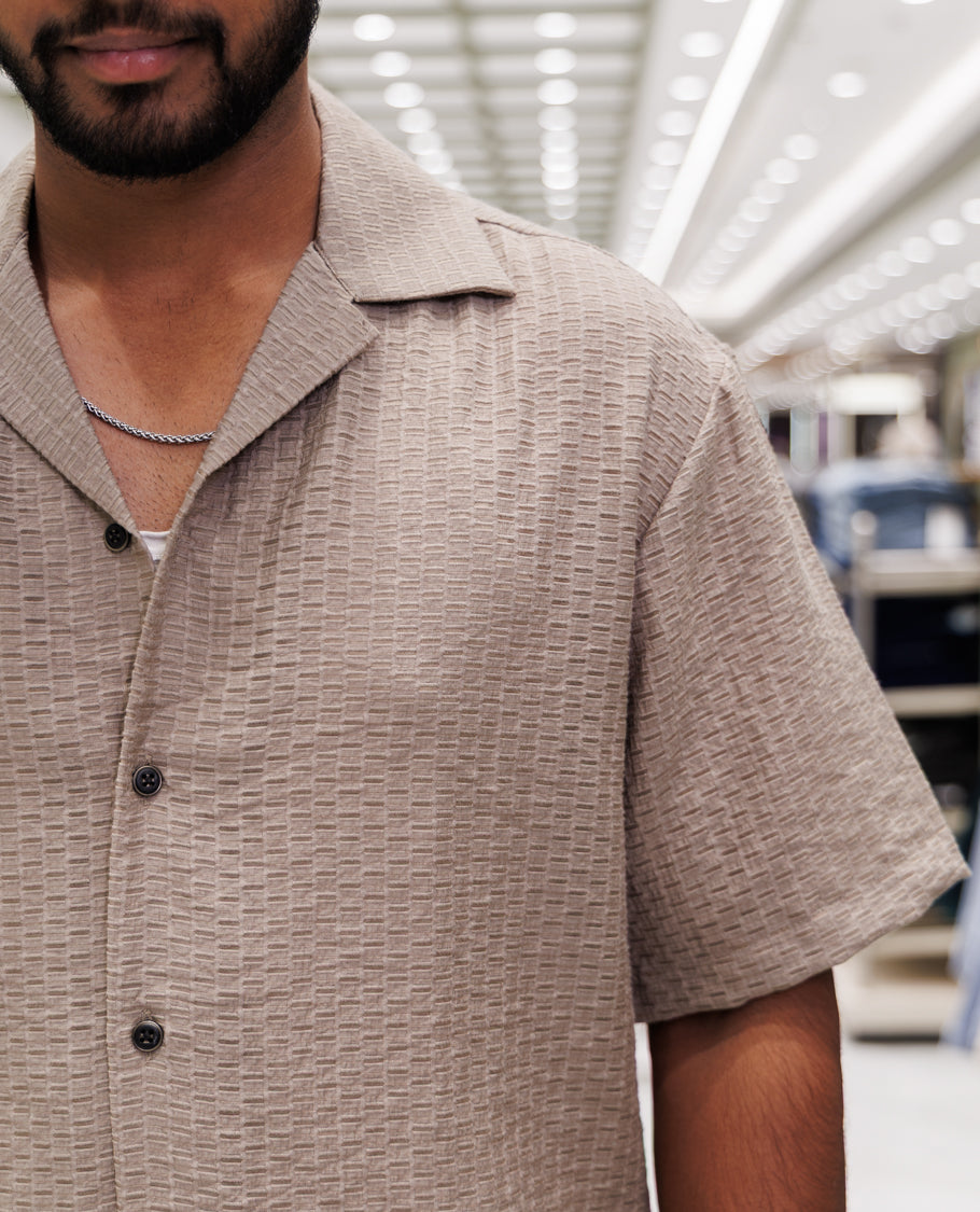 Brown Poly-Blended Casual Shirt