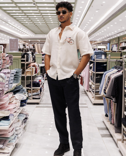 White Boxy Fit Cotton Blended Casual Shirt