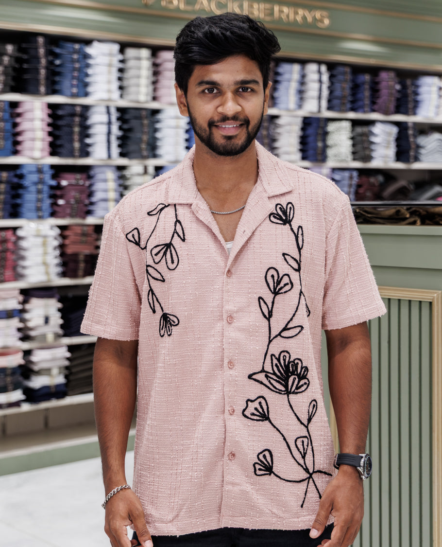 Pink Poly-Blended Casual Shirt