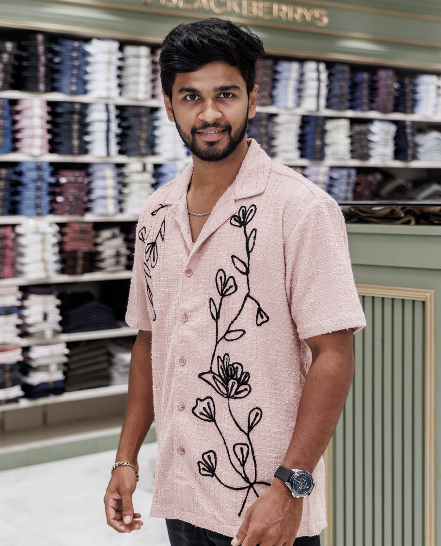 Pink Poly-Blended Casual Shirt