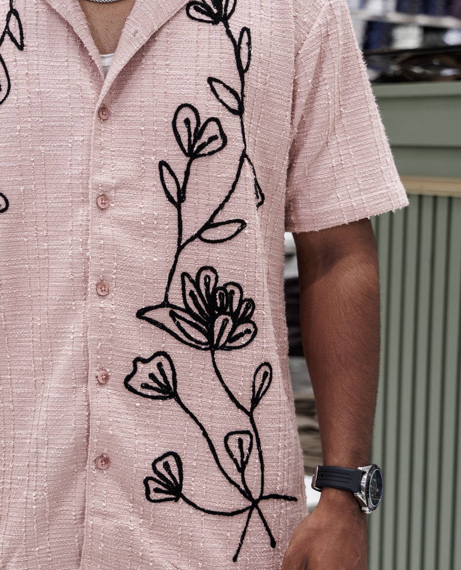 Pink Poly-Blended Casual Shirt