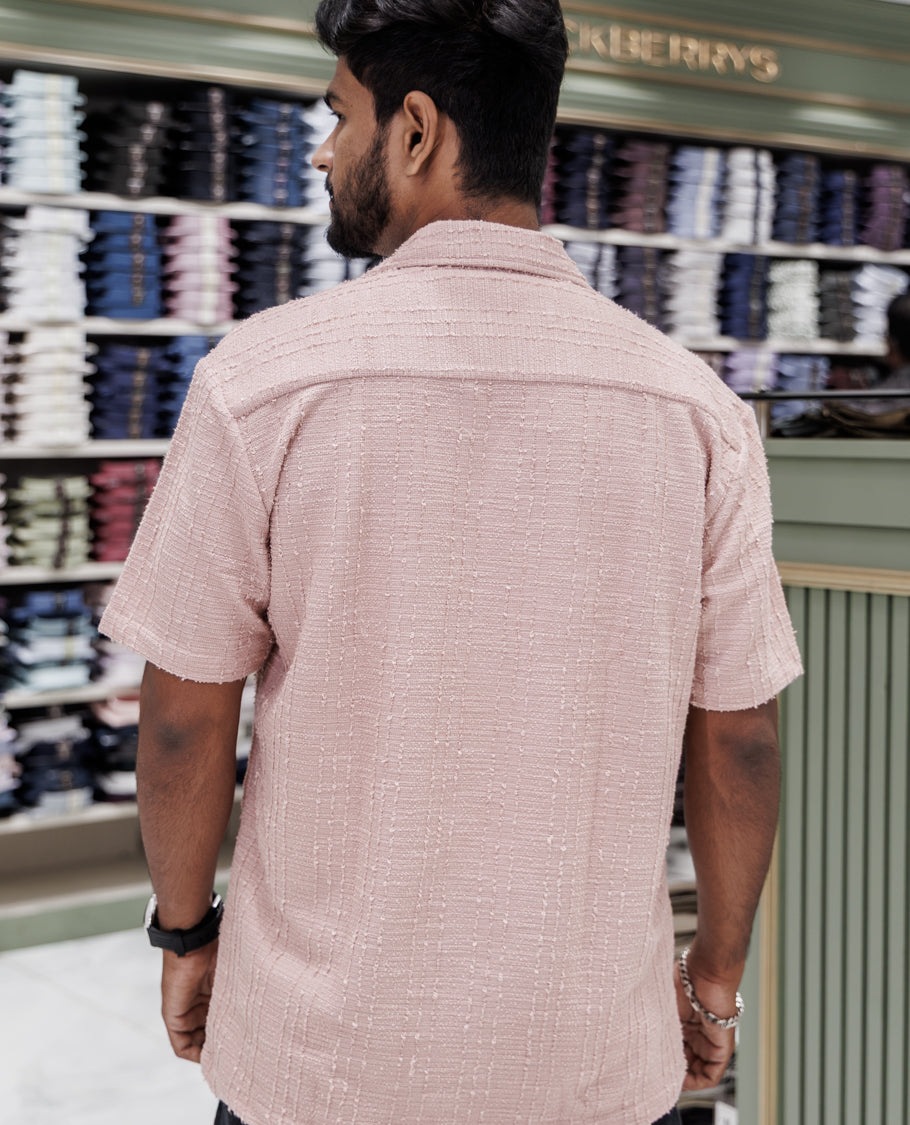 Pink Poly-Blended Casual Shirt