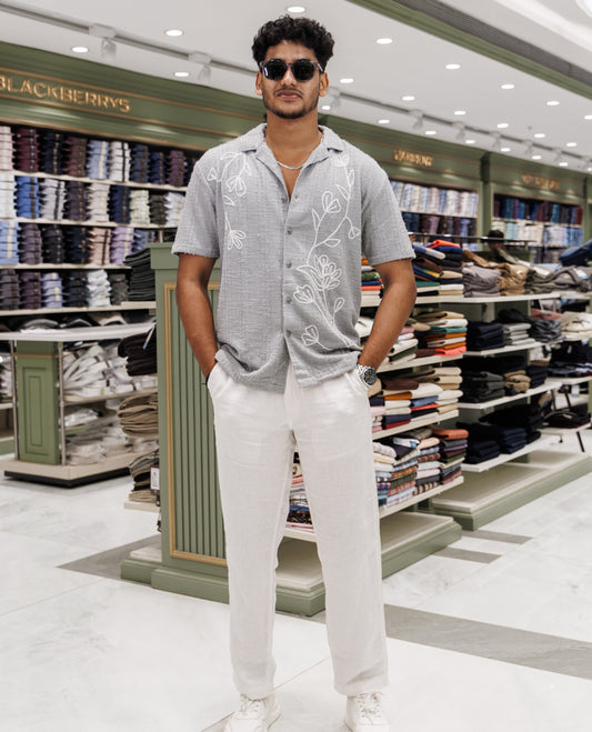 Grey Poly-Blended Casual Shirt