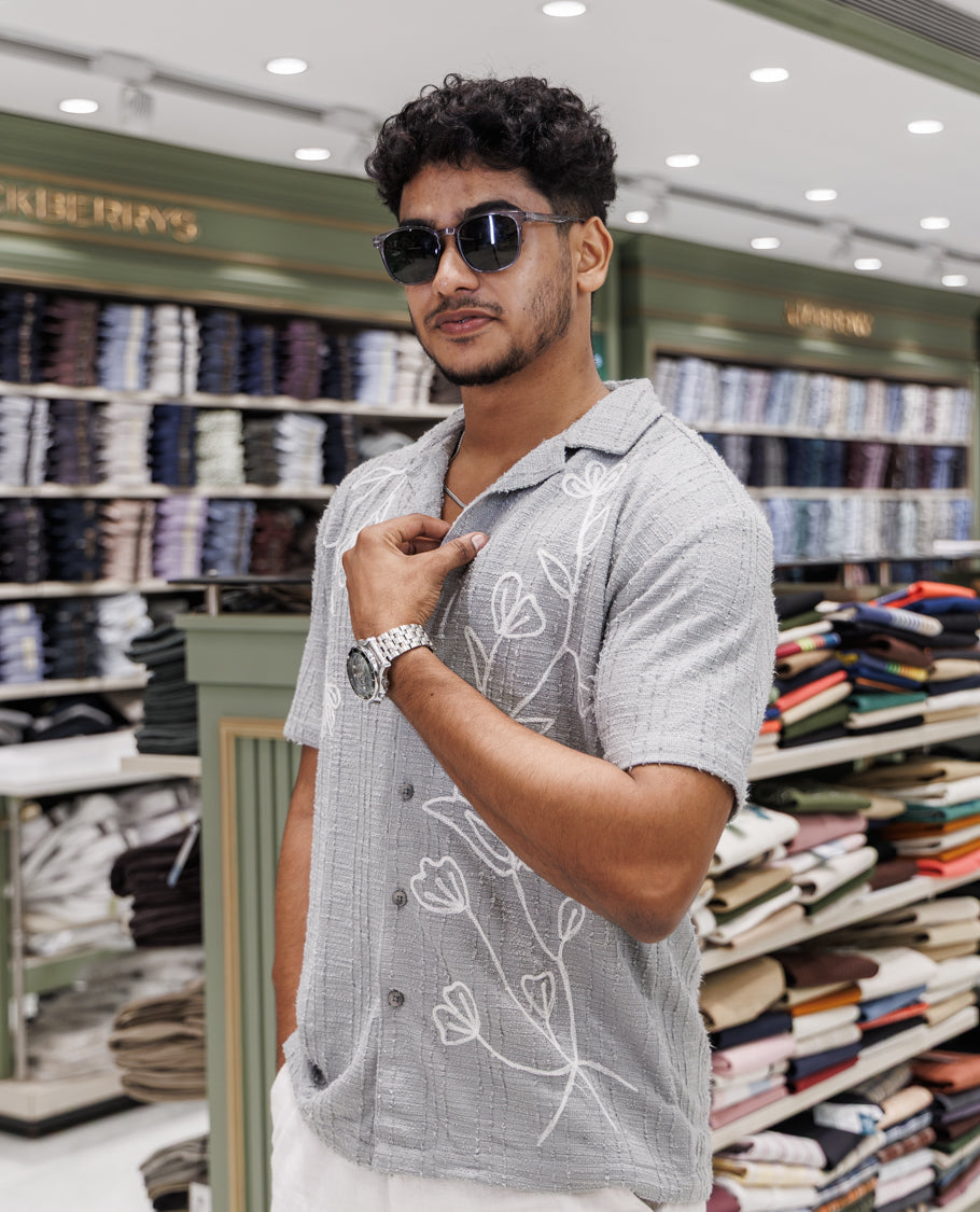 Grey Poly-Blended Casual Shirt