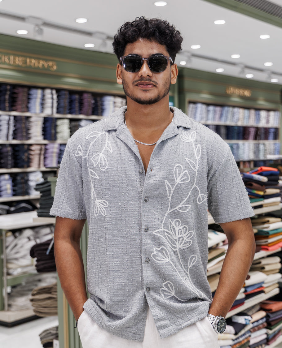 Grey Poly-Blended Casual Shirt