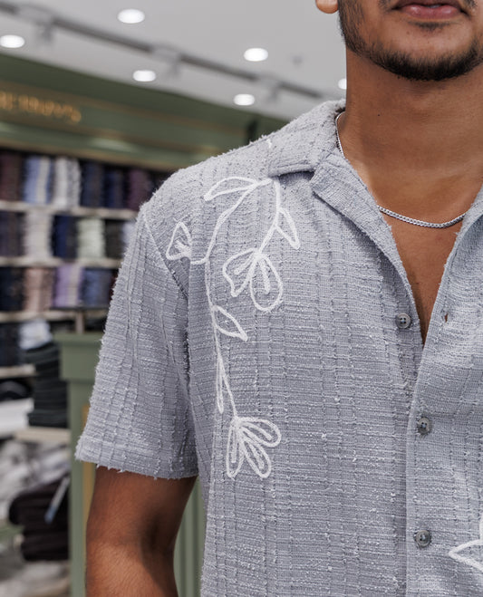 Grey Poly-Blended Casual Shirt