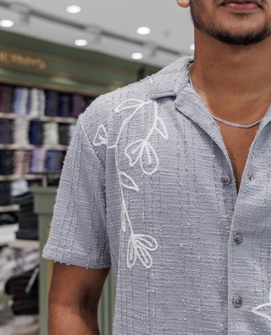 Grey Poly-Blended Casual Shirt