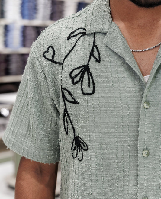 Green Poly-Blended Casual Shirt