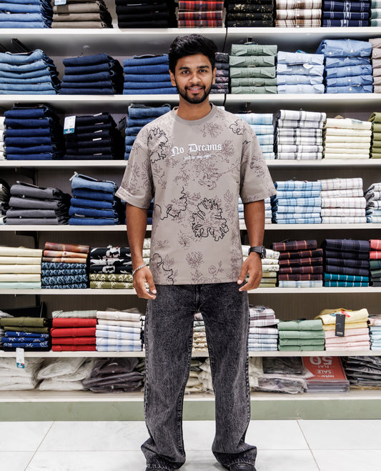 Brown Round Neck Cotton-Blended T-Shirt