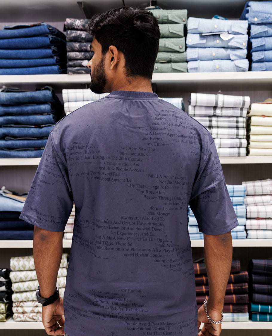 Grey Half Sleeves Cotton-Blended T-Shirt