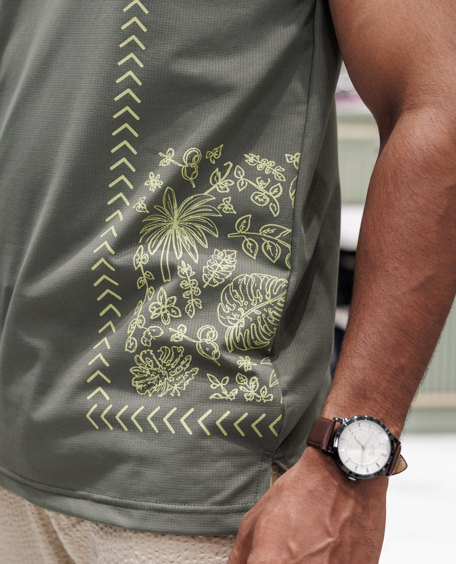 Green Cotton-Blended T-Shirt