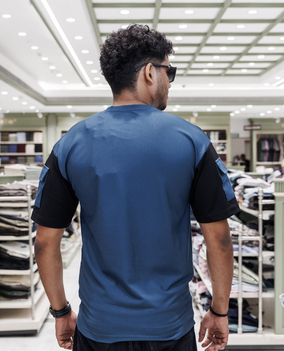 Teal Cotton-Blended T-Shirt