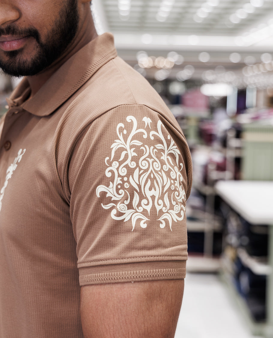 Brown Half Sleeves Cotton-Blended T-Shirt