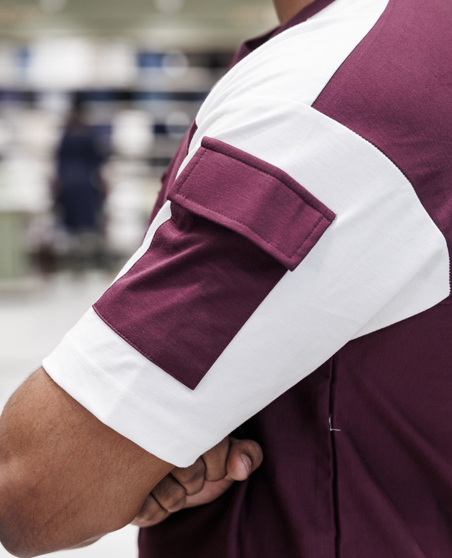 Burgundy Cotton-Blended T-Shirt