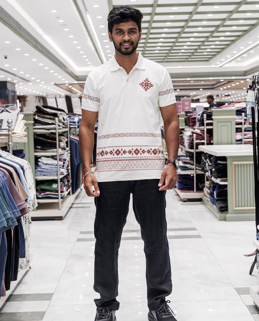Cream Cotton-Blended T-Shirt