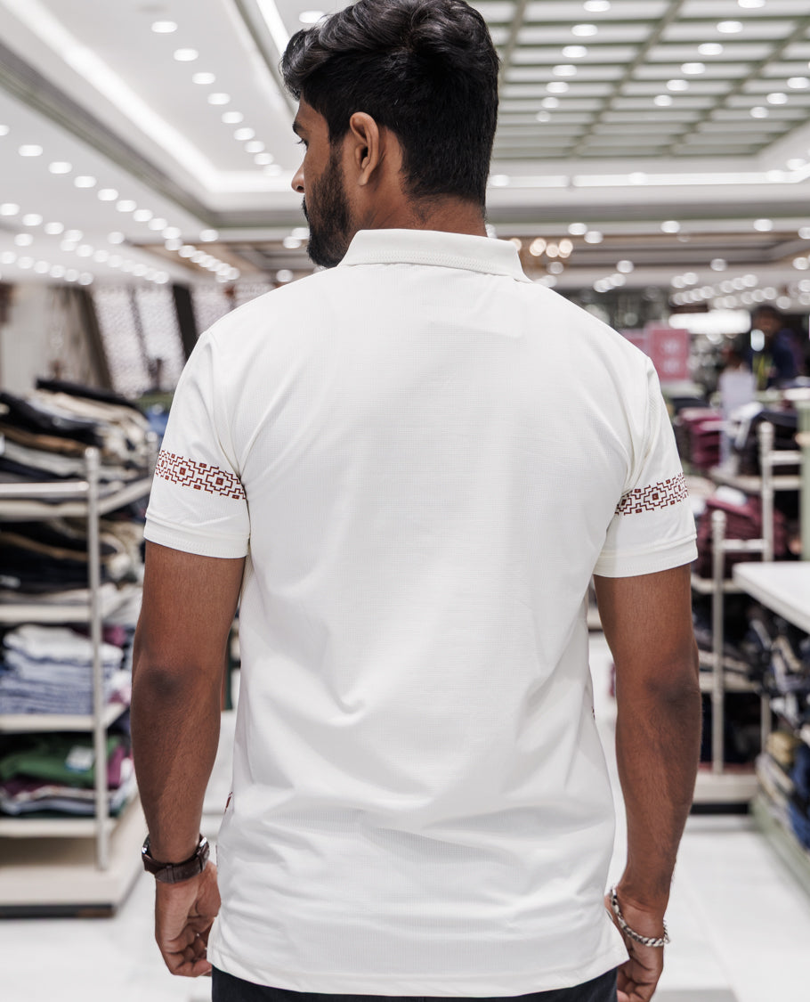 Cream Cotton-Blended T-Shirt