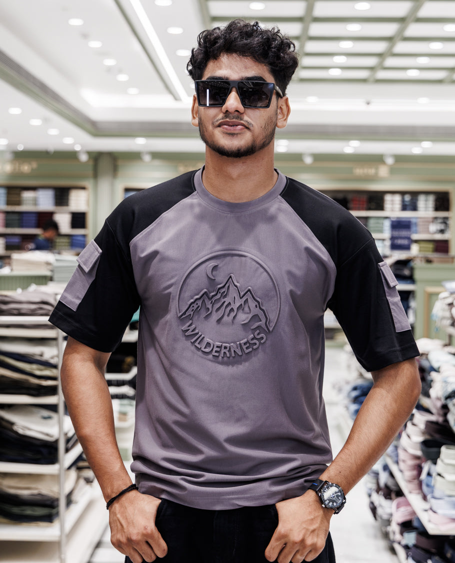 Grey Cotton-Blended T-Shirt