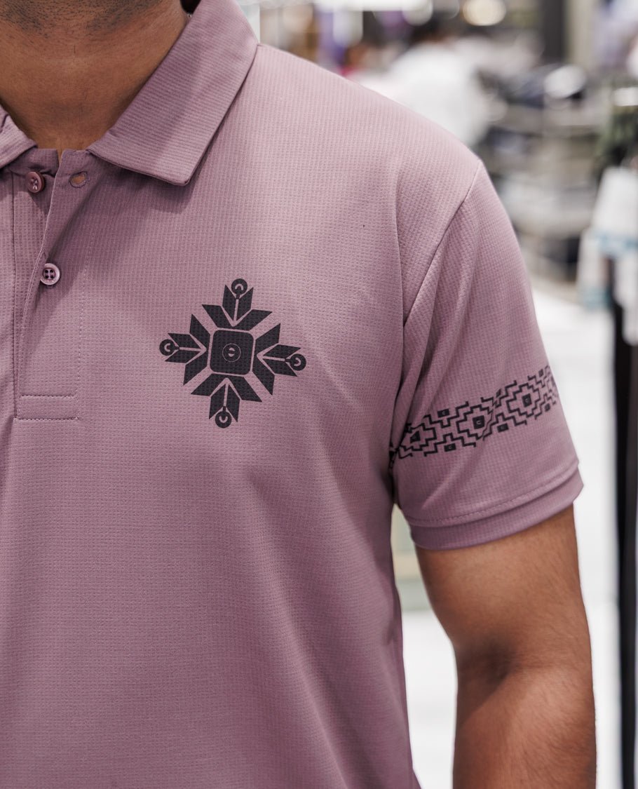 Mauve Half Sleeves Cotton-Blended T-Shirt