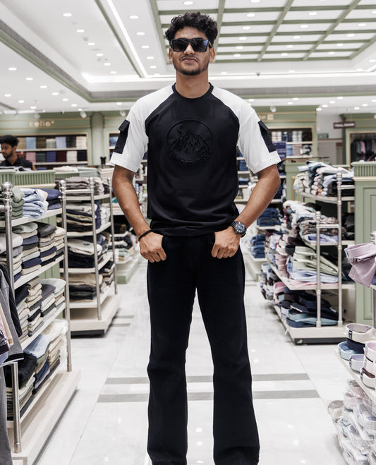 Black Cotton-Blended T-Shirt