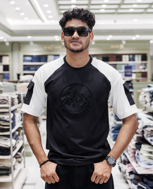 Black Cotton-Blended T-Shirt